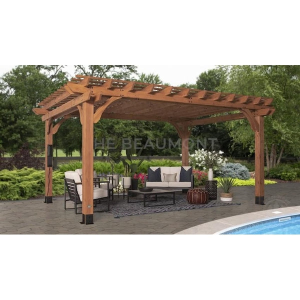 Backyard Discovery Beaumont 12-ft W x 14-ft L Brown Wood Freestanding Pergola