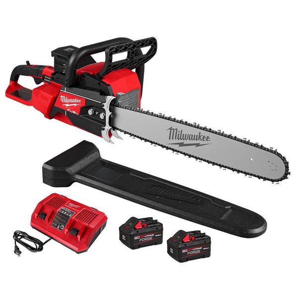 Milwaukee M18 FUEL 18V Brushless Cordless 20 in. Dual Battery Chainsaw Kit with (2) 8.0 Ah FORGE Batteries, Dual Bay Rapid Charger 2827-22